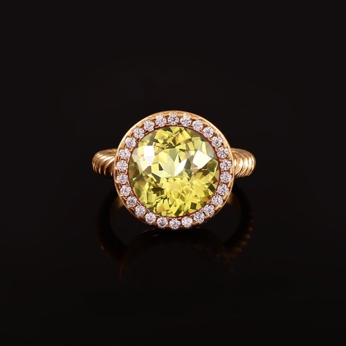 Bague halo saphir jaune - saphir,