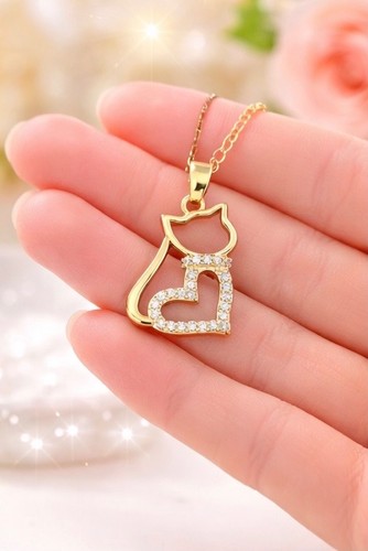 Collier pendentif chat - collier, coeur
