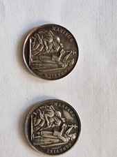 2 MEDAILLES DE MARIAGE CHRETIEN ARGENT DOS NON GRAVE  ANNEE 1869