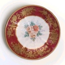 Très Belle Coupe à Fruits 3 Pieds Décor Floral et Or Porcelaine Française