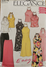6974 PATRON SIMPLICTY "ELEGANCE"  TOP ET ROBE DOS NU JUPE 34 AU 44