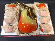 Ancien service à liqueur ou eau de vie en céramique bouteille forme de poire