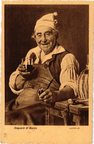 Cpa seguace bacco - bacco, italy