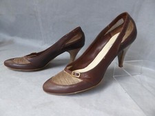 COSMO Paris Escarpins Cuir marron tissage doré T 40 parfait état