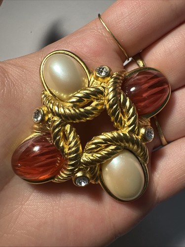 Broche dorée cordée - dorée,, pierre