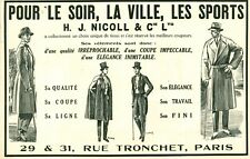 Publicité ancienne mode Nicoll & Co Par Dessus manteaux 1925 issue de magazine