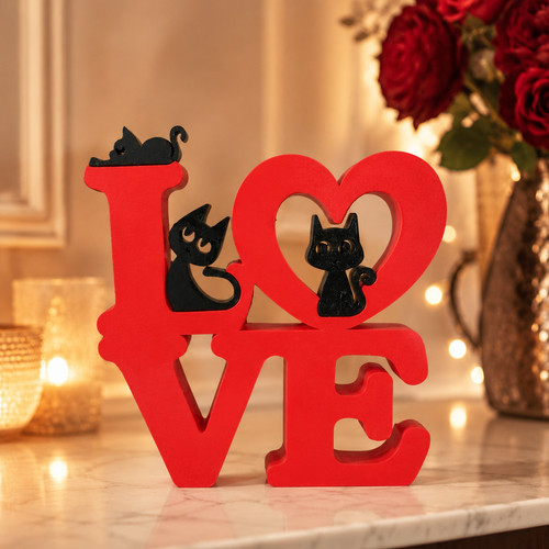 Décoration love chats rouge - décoration,