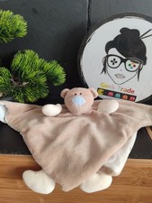 Doudou plat ours beige bleu