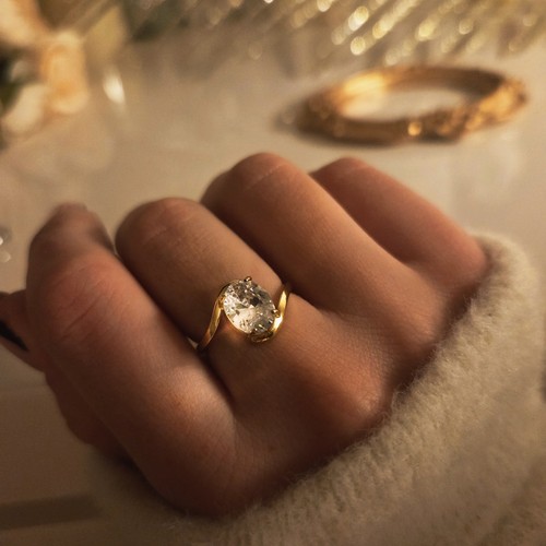 Bague ovale dorée - dorée, –