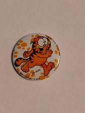 Garfield running Jim Davis cat logo comic movie tv PETIT bouton rond vintage