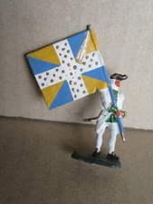C350 Plat Etain Soldat Porte Drapeau Rgt Royal Corse XVIII Siècle H 4.6 cm