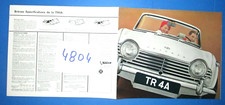 N°4804  /  TRIUMPH TR4 A  : dépliant en français mars 1965 + 2 pages d'info