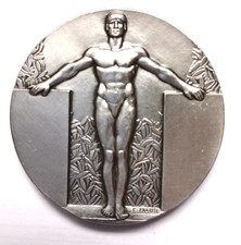 Médaille Art Déco "L'athlète" signée FRAISSE- poinçon bronze - 1984
