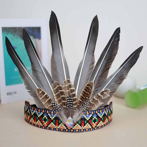 Coiffe indienne plumes - indienne, en