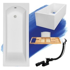 Baignoire rectangulaire SHEA 140x70 + support de baignoire + tablette de bain en