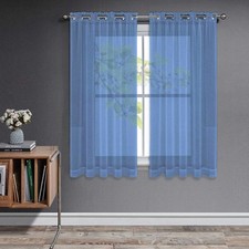 Rideaux Voilages Blanc Lot de 2 Rideau Court Organza Tulle avec Oeillets Tran...