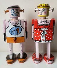 Couple ATOMIC SODA 100DRINE ROBOT NOBO design fonctionne tole clé à remonter