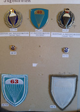 7 x insignes de manche patch armée militaire Yougoslavie 63. Reg. Parachutiste