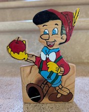 Pinocchio En Bois Porte-Mine Façonné Et Peint À La Main - Vintage - RARE*