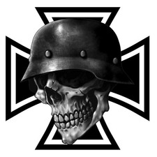  CROIX DE FER TETE DE MORT MALTE BIKER BOBBER VW DUB AUTOCOLLANT STICKER CA188. 