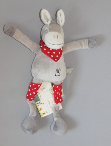 Doudou ane gris rouge - gris,