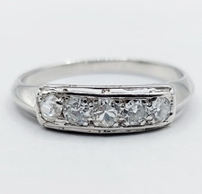 Bague jarretière art deco or blanc 14k et 0,65 carats diamant taille ancienne