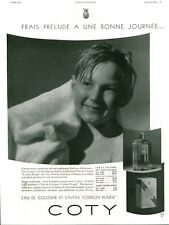 Publicité ancienne eau de Cologne et savon Coty 1936 issue de magazine