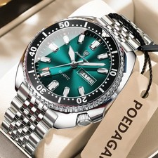Montre Homme POEDAGAR 682 - Quartz Acier Inoxydable Couleur Vert et Argenté