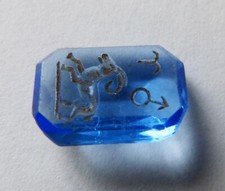 Sceau cachet pierre bleue intaille 19e siècle zodiaque pour bague Bélier seal