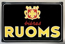 Rare Plaque Émaillée Bière Ruoms en état superbe.