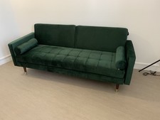 Canapé convertible 3 places en velours vert jungle – design moderne confortable