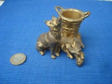 V30 Porte Allumette Pyrogene Métal Doré Chien Loup Vide Poche