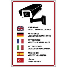 Panneau de surveillance vidéo en plusieurs langues - En PVC - 200 x 300 mm - ...
