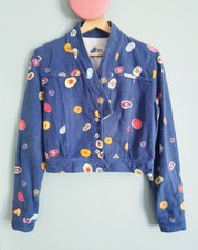 Veste Courte Kenzo jeans Vintage rare Bleue Femme t.38 Japanese Pois 