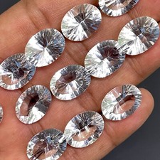 16 Pcs De Quartz Cristal Blanc Naturel 16x12mm Oval Concave Cut Gemmes Libres