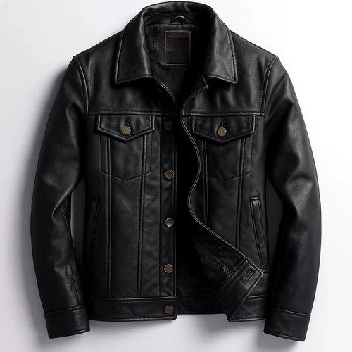 Veste trucker cuir agneau - trucker, d'agneau