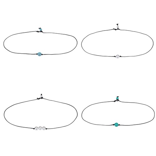 Set leather pearl bead - 4,