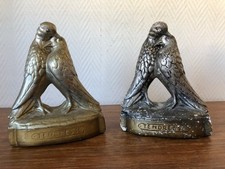 2 platres peints publicitaires DAGUET BAR LE DUC Couple de Pigeons vers 1930