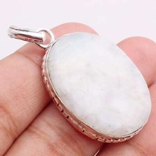 Lune Pierre Précieuse 925 Pendentif Plaqué Argent Handmade Bijoux Cadeau 3.8cm