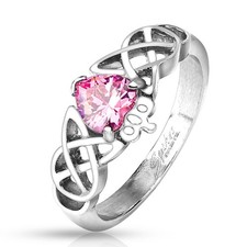 Bague femme tribal coeur rose