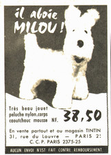 publicité  PELUCHE  " MILOU "    1962  ( 1 )