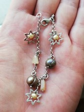 Bracelet femme mailles jaseron en argent massif et perles