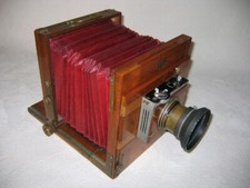 ANCIEN APPAREIL PHOTO A SOUFFLET DEMARIA LAPIERRE + chassis à rideau