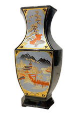 ✅Ancien Vase Balustre en Céramique Hexagonal Art déco décor Chinois Chine