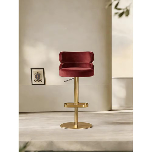 Velvet bar stool red gold - velvet,