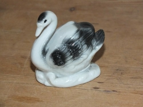 Cygne miniature porcelaine - cygne,