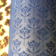 FRENCH 1950s PIN-UP GLAMOROUS STOCKINGS~SHEER FLORAL~NAVY BLUE~UNWORN VINTAGE~M