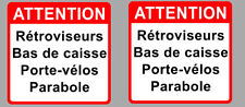 2 X ATTENTION RETROS PARABOLE VELO CAMPING CAR VAN CARAVANE 5cm STICKER AB158