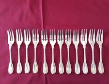 12 fourchettes à Gâteau en métal argenté Christofle coquille Vendôme
