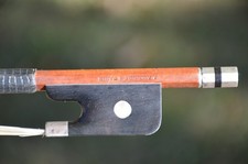 Old FRENCH CELLO BOW, signed J.AUDINOT A PARIS, silver and pernambouc, pristine